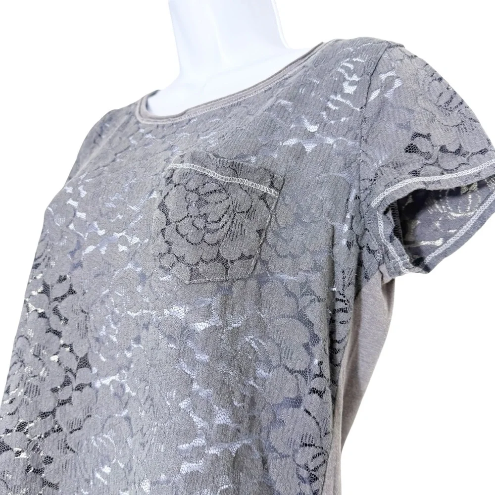 Hollister Y2K Lace Sheer Pocket Baby‎ Tee size M